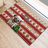Custom Dog Christmas Rubber Doormat Cute Pug Dog With Xmas Tree - Wonder Print Shop