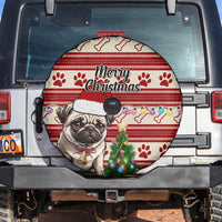 Custom Dog Christmas Spare Tire Cover Cute Pug Dog With Xmas Tree - Wonder Print Shop
