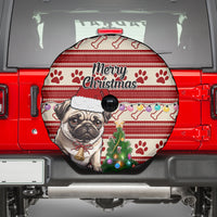 Custom Dog Christmas Spare Tire Cover Cute Pug Dog With Xmas Tree - Wonder Print Shop