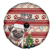 Custom Dog Christmas Spare Tire Cover Cute Pug Dog With Xmas Tree - Wonder Print Shop