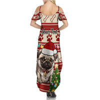 Custom Dog Christmas Summer Maxi Dress Cute Pug Dog With Xmas Tree - Wonder Print Shop