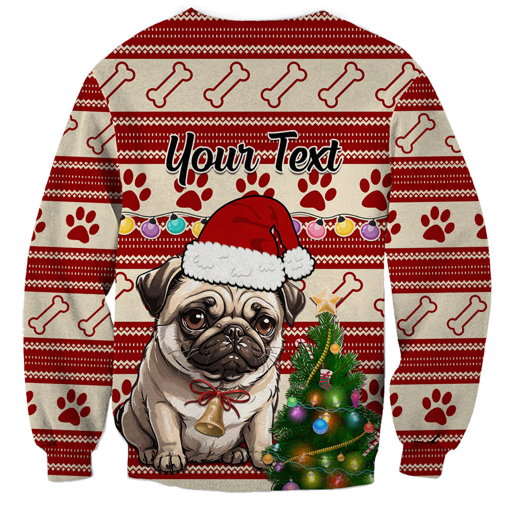 Custom Dog Christmas Sweatshirt Cute Pug Dog With Xmas Tree - Wonder Print Shop