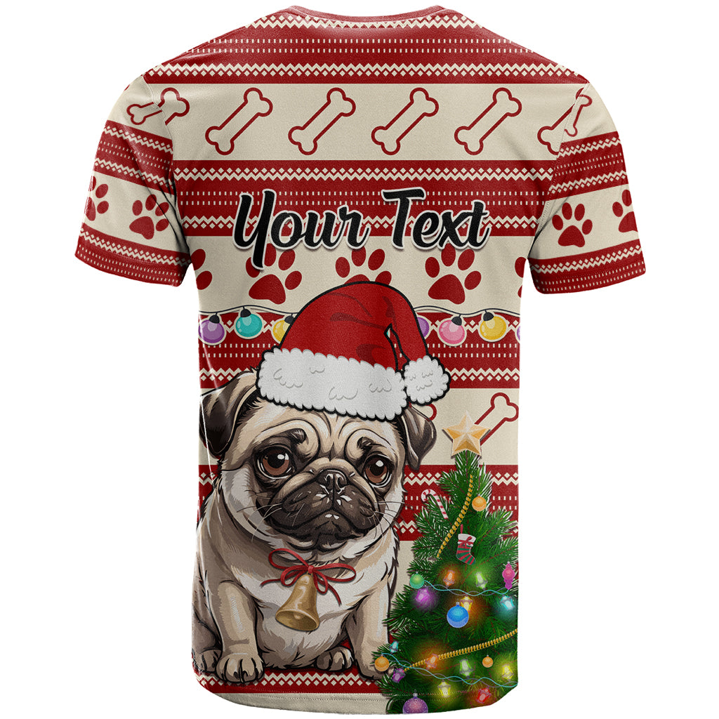 Custom Dog Christmas T Shirt Cute Pug Dog With Xmas Tree - Wonder Print Shop