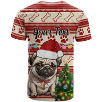 Custom Dog Christmas T Shirt Cute Pug Dog With Xmas Tree - Wonder Print Shop