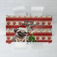 Custom Dog Christmas Tablecloth Cute Pug Dog With Xmas Tree - Wonder Print Shop
