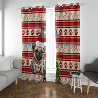 Custom Dog Christmas Window Curtain Cute Pug Dog With Xmas Tree - Wonder Print Shop