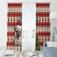 Custom Dog Christmas Window Curtain Cute Pug Dog With Xmas Tree - Wonder Print Shop