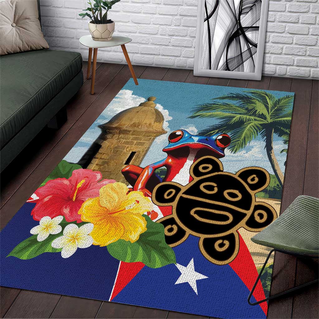 Personalized Boricua El Morro Area Rug Puerto Rico Sun Coqui - Wonder Print Shop