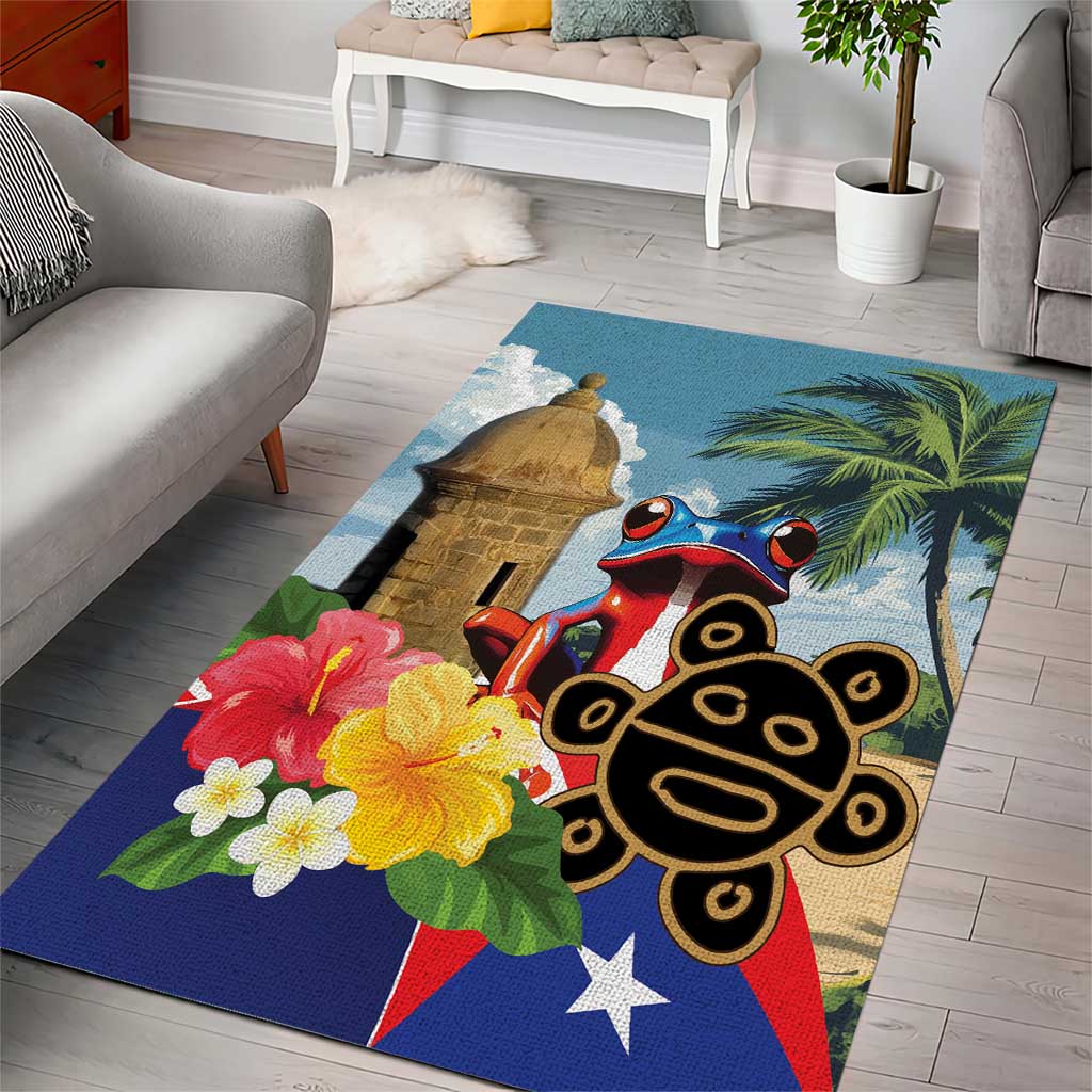Personalized Boricua El Morro Area Rug Puerto Rico Sun Coqui - Wonder Print Shop
