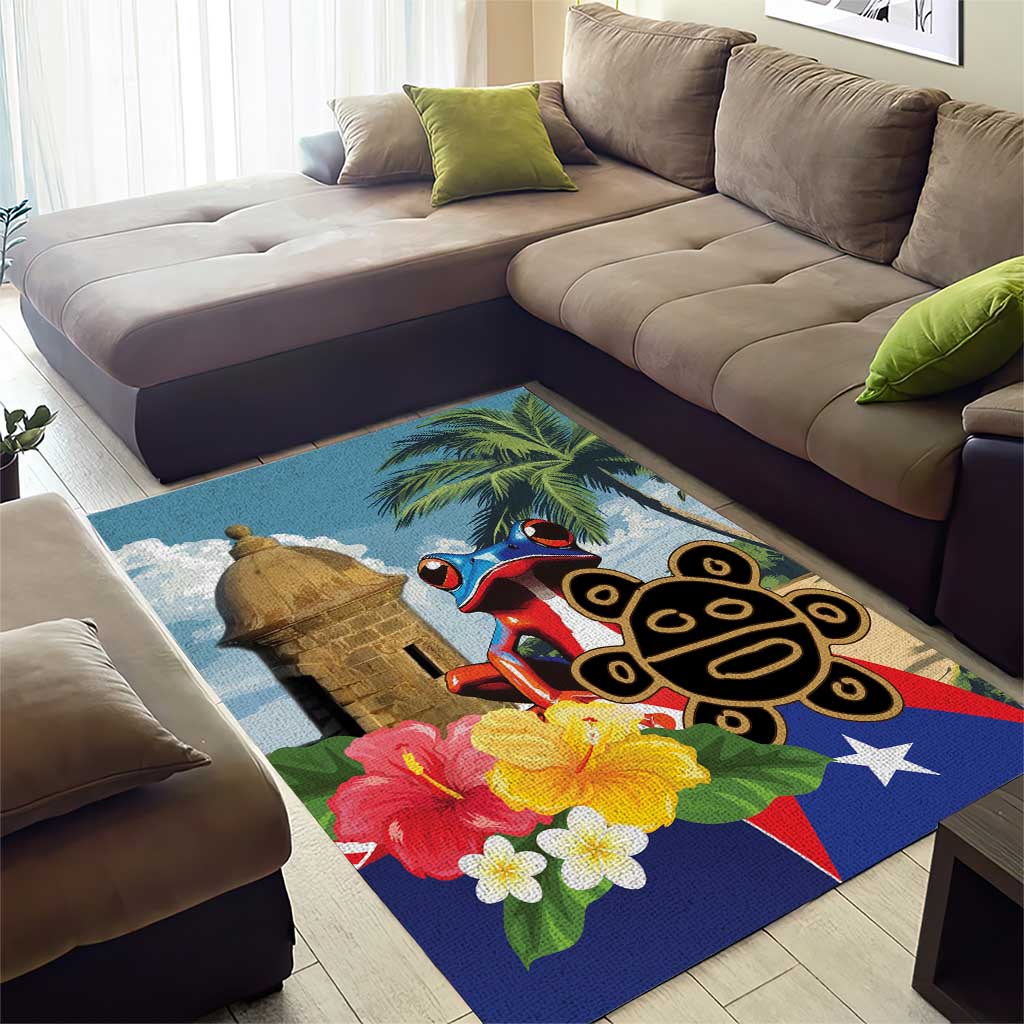 Personalized Boricua El Morro Area Rug Puerto Rico Sun Coqui - Wonder Print Shop