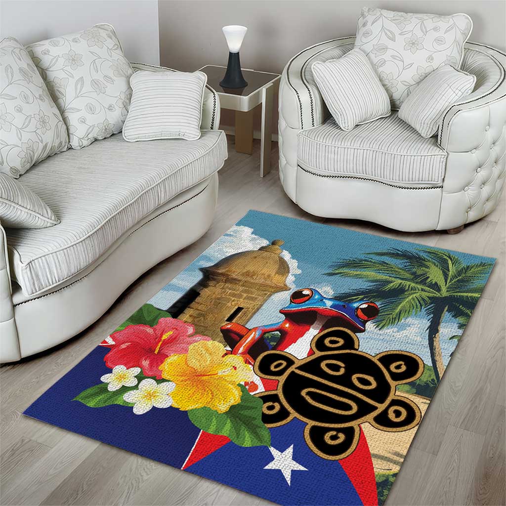 Personalized Boricua El Morro Area Rug Puerto Rico Sun Coqui - Wonder Print Shop