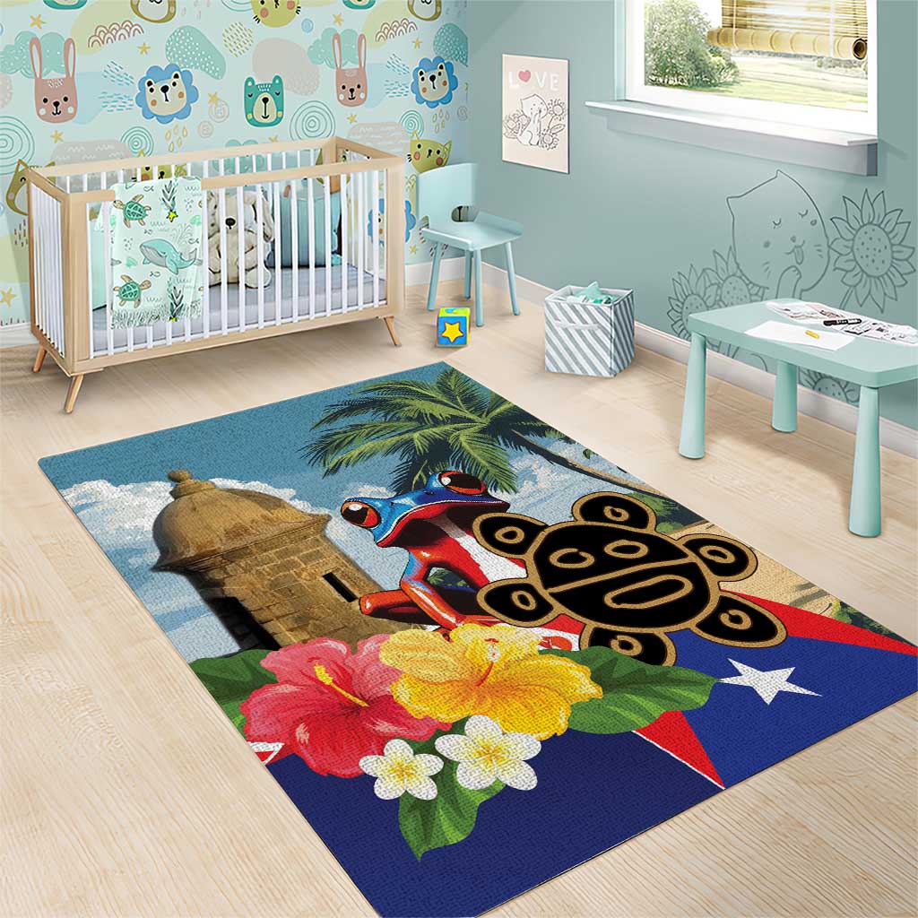 Personalized Boricua El Morro Area Rug Puerto Rico Sun Coqui - Wonder Print Shop