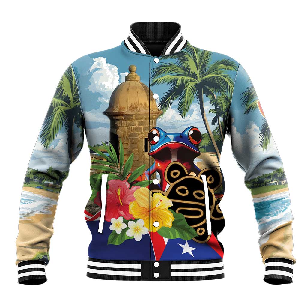 Personalized Boricua El Morro Baseball Jacket Puerto Rico Sun Coqui - Wonder Print Shop