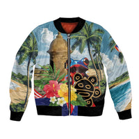 Personalized Boricua El Morro Bomber Jacket Puerto Rico Sun Coqui - Wonder Print Shop