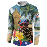 Personalized Boricua El Morro Button Sweatshirt Puerto Rico Sun Coqui - Wonder Print Shop