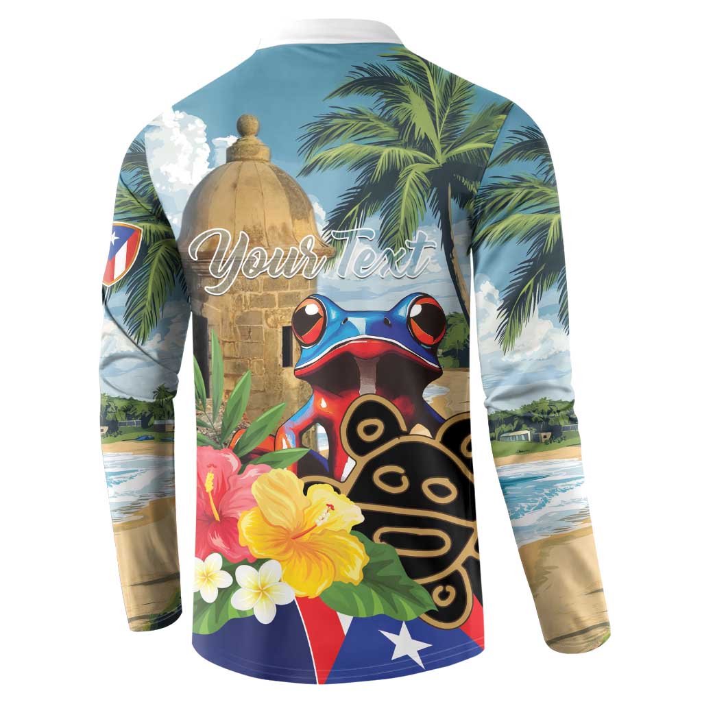 Personalized Boricua El Morro Button Sweatshirt Puerto Rico Sun Coqui - Wonder Print Shop