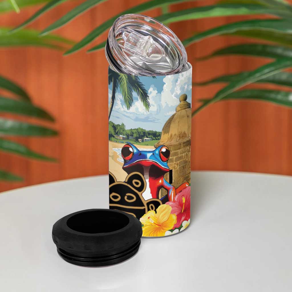 Personalized Boricua El Morro 4 in 1 Can Cooler Tumbler Puerto Rico Sun Coqui - Wonder Print Shop