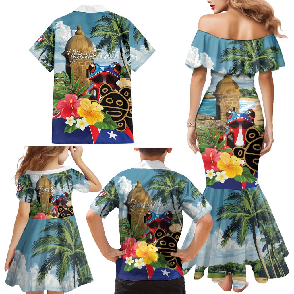 Personalized Boricua El Morro Family Matching Mermaid Dress and Hawaiian Shirt Puerto Rico Sun Coqui - Wonder Print Shop