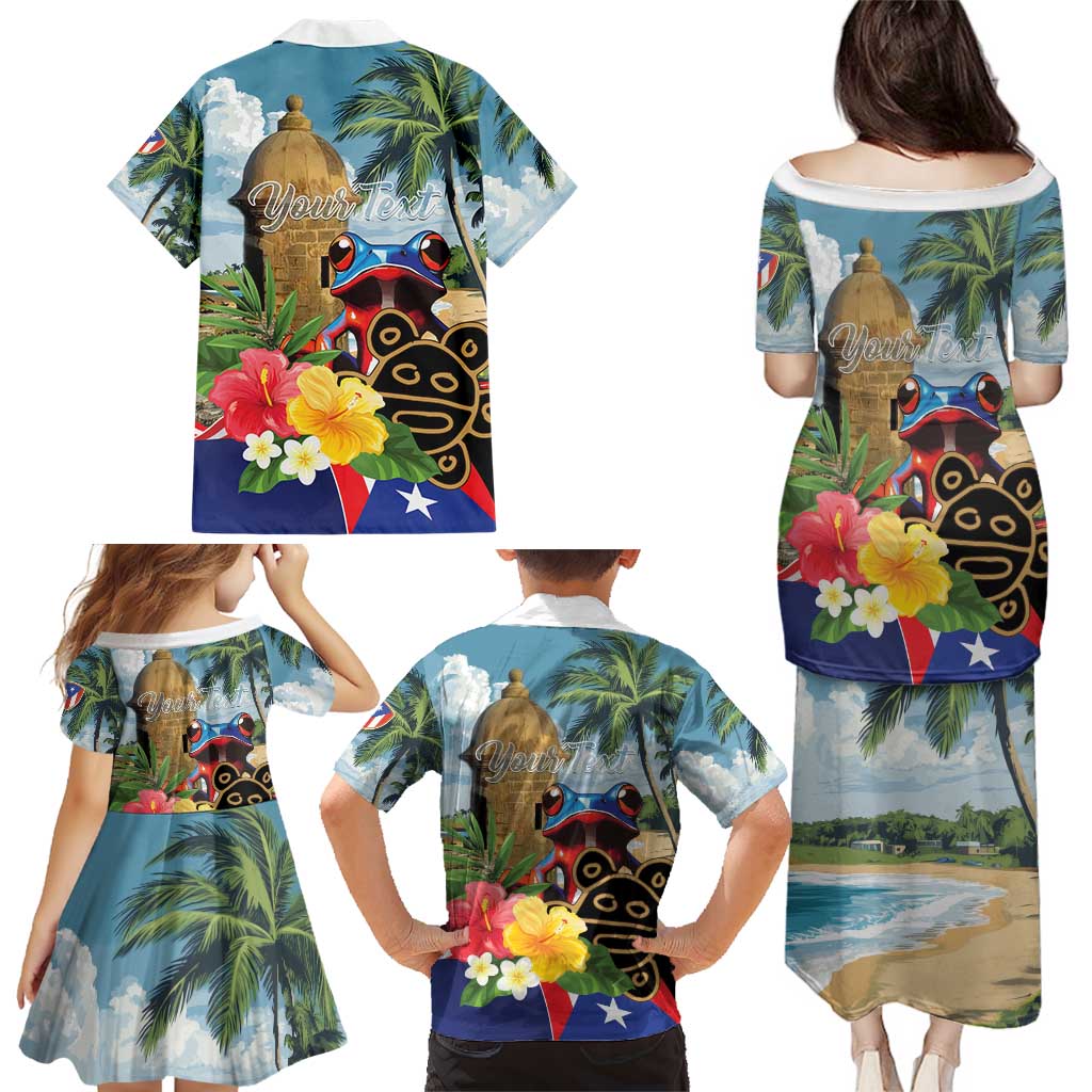 Personalized Boricua El Morro Family Matching Puletasi and Hawaiian Shirt Puerto Rico Sun Coqui - Wonder Print Shop