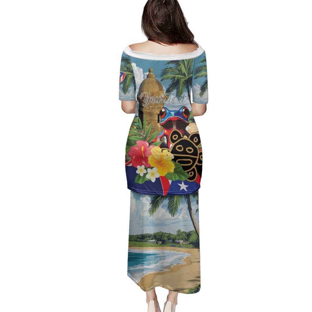 Personalized Boricua El Morro Family Matching Puletasi and Hawaiian Shirt Puerto Rico Sun Coqui - Wonder Print Shop