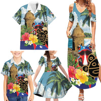 Personalized Boricua El Morro Family Matching Summer Maxi Dress and Hawaiian Shirt Puerto Rico Sun Coqui - Wonder Print Shop