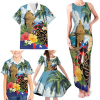 Personalized Boricua El Morro Family Matching Tank Maxi Dress and Hawaiian Shirt Puerto Rico Sun Coqui - Wonder Print Shop