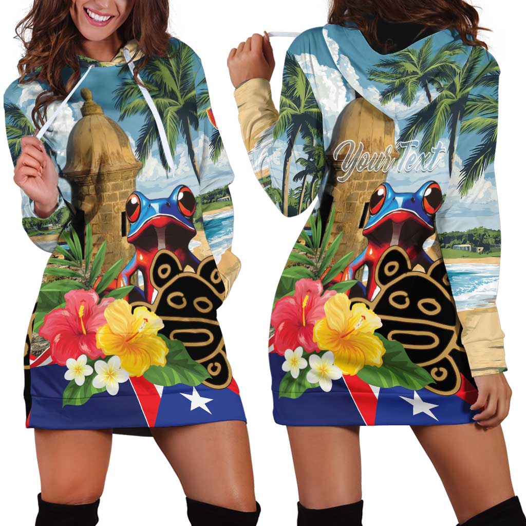 Personalized Boricua El Morro Hoodie Dress Puerto Rico Sun Coqui - Wonder Print Shop