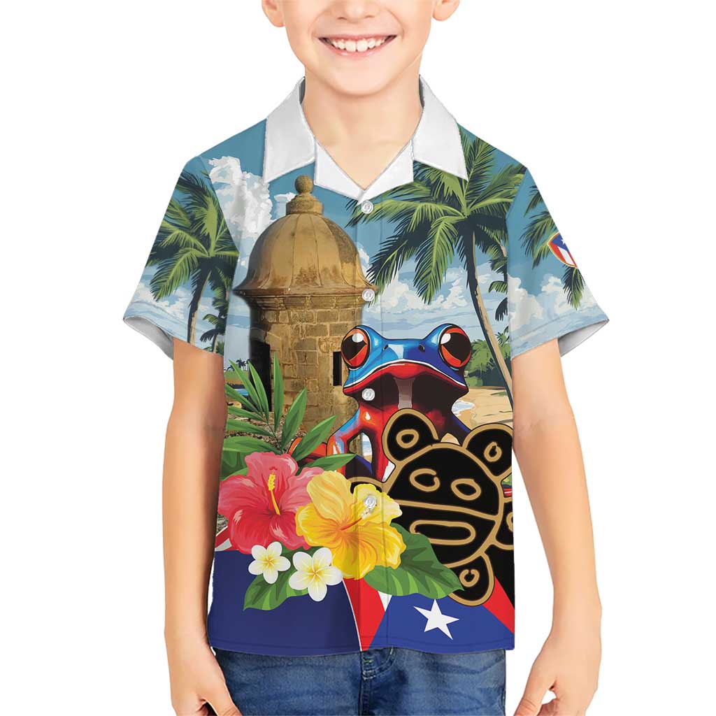 Personalized Boricua El Morro Kid Hawaiian Shirt Puerto Rico Sun Coqui - Wonder Print Shop