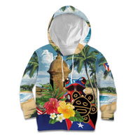 Personalized Boricua El Morro Kid Hoodie Puerto Rico Sun Coqui - Wonder Print Shop