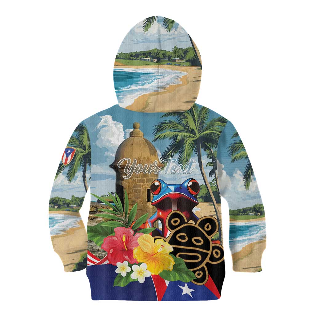 Personalized Boricua El Morro Kid Hoodie Puerto Rico Sun Coqui - Wonder Print Shop