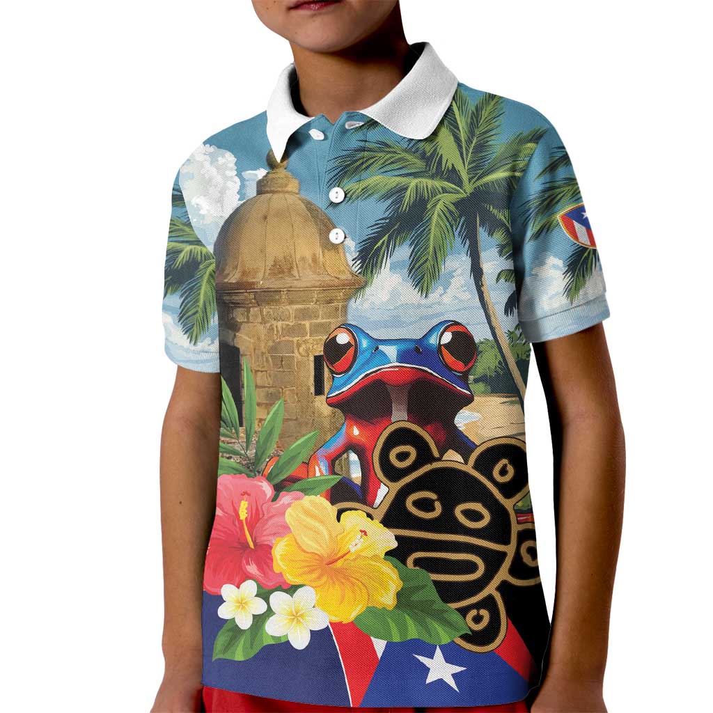 Personalized Boricua El Morro Kid Polo Shirt Puerto Rico Sun Coqui - Wonder Print Shop