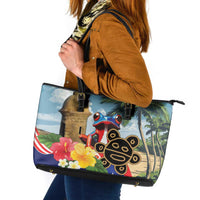 Personalized Boricua El Morro Leather Tote Bag Puerto Rico Sun Coqui - Wonder Print Shop