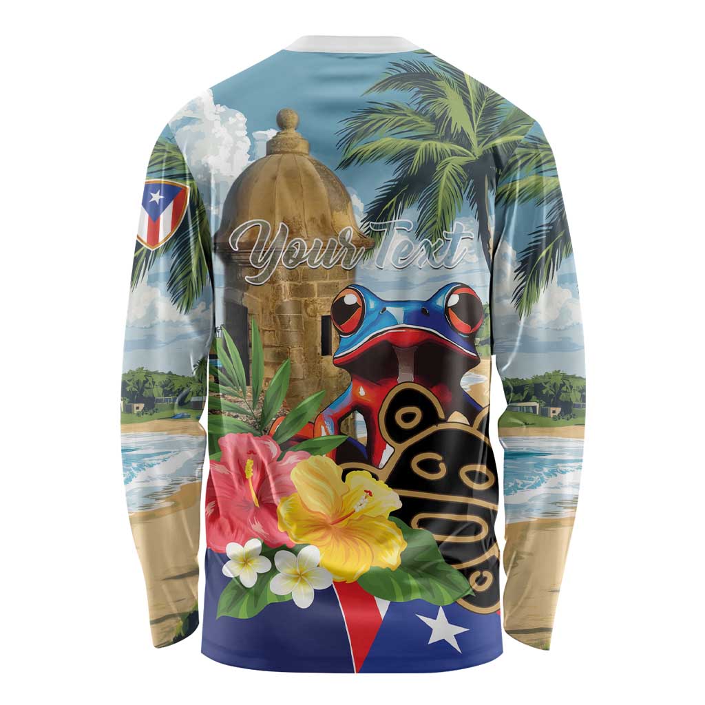 Personalized Boricua El Morro Long Sleeve Shirt Puerto Rico Sun Coqui - Wonder Print Shop