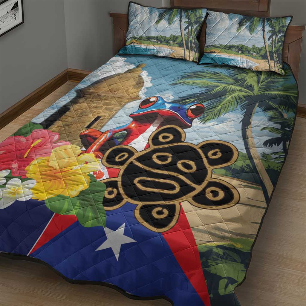 Personalized Boricua El Morro Quilt Bed Set Puerto Rico Sun Coqui - Wonder Print Shop