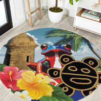 Personalized Boricua El Morro Round Carpet Puerto Rico Sun Coqui