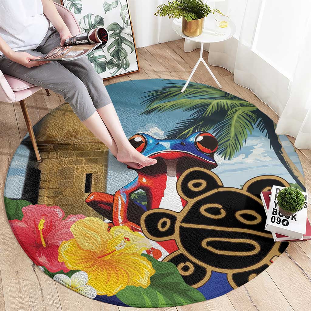 Personalized Boricua El Morro Round Carpet Puerto Rico Sun Coqui