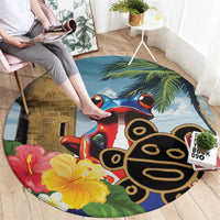 Personalized Boricua El Morro Round Carpet Puerto Rico Sun Coqui