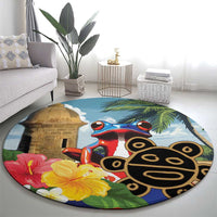 Personalized Boricua El Morro Round Carpet Puerto Rico Sun Coqui