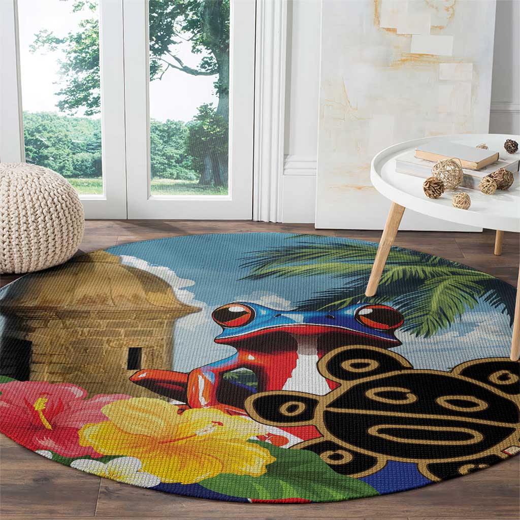 Personalized Boricua El Morro Round Carpet Puerto Rico Sun Coqui