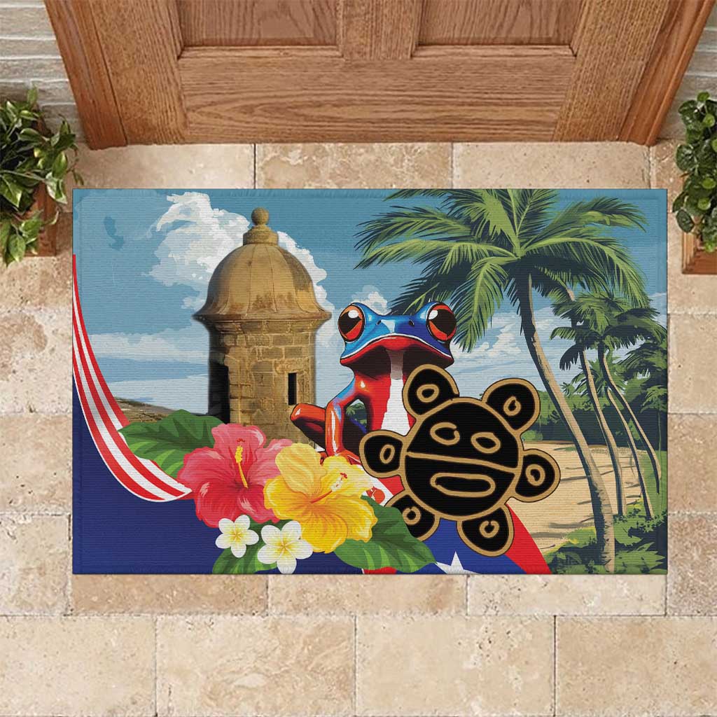 Personalized Boricua El Morro Rubber Doormat Puerto Rico Sun Coqui - Wonder Print Shop