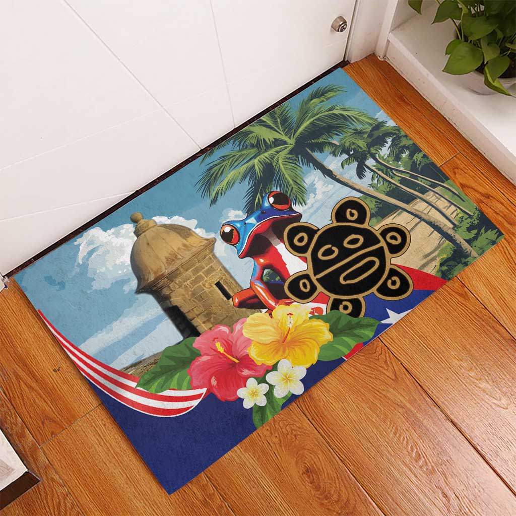 Personalized Boricua El Morro Rubber Doormat Puerto Rico Sun Coqui - Wonder Print Shop