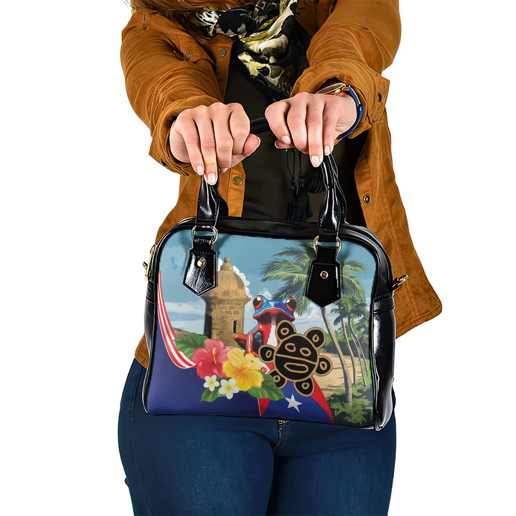 Personalized Boricua El Morro Shoulder Handbag Puerto Rico Sun Coqui