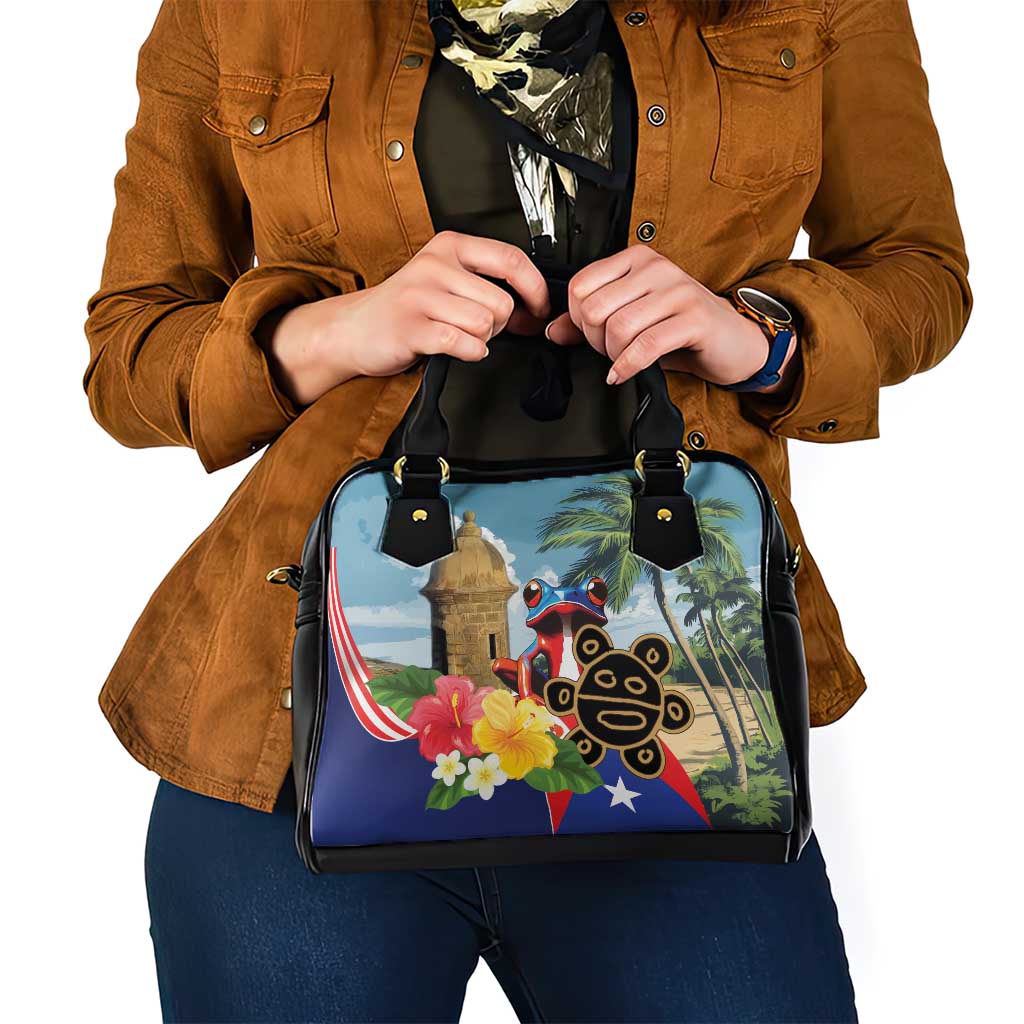 Personalized Boricua El Morro Shoulder Handbag Puerto Rico Sun Coqui