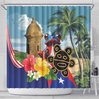 Personalized Boricua El Morro Shower Curtain Puerto Rico Sun Coqui