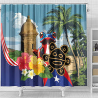 Personalized Boricua El Morro Shower Curtain Puerto Rico Sun Coqui