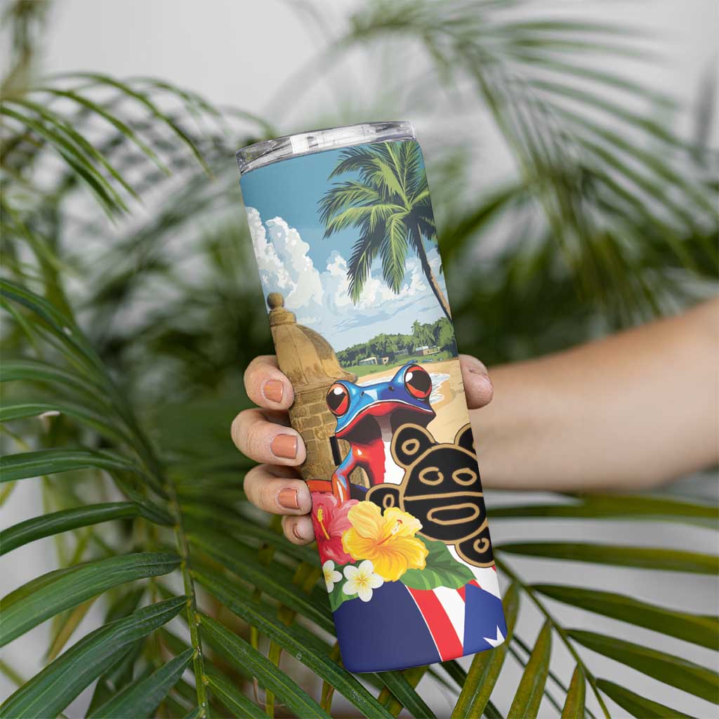 Personalized Boricua El Morro Skinny Tumbler Puerto Rico Sun Coqui - Wonder Print Shop