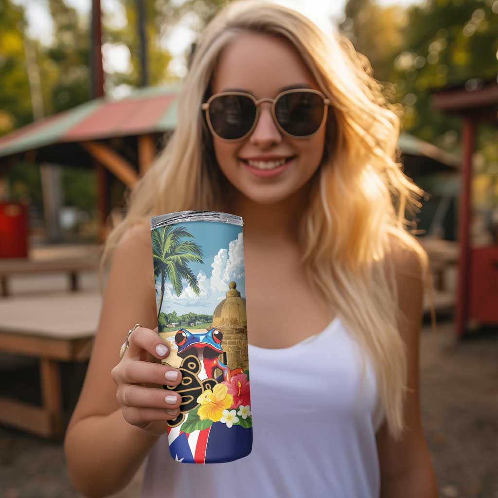 Personalized Boricua El Morro Skinny Tumbler Puerto Rico Sun Coqui - Wonder Print Shop