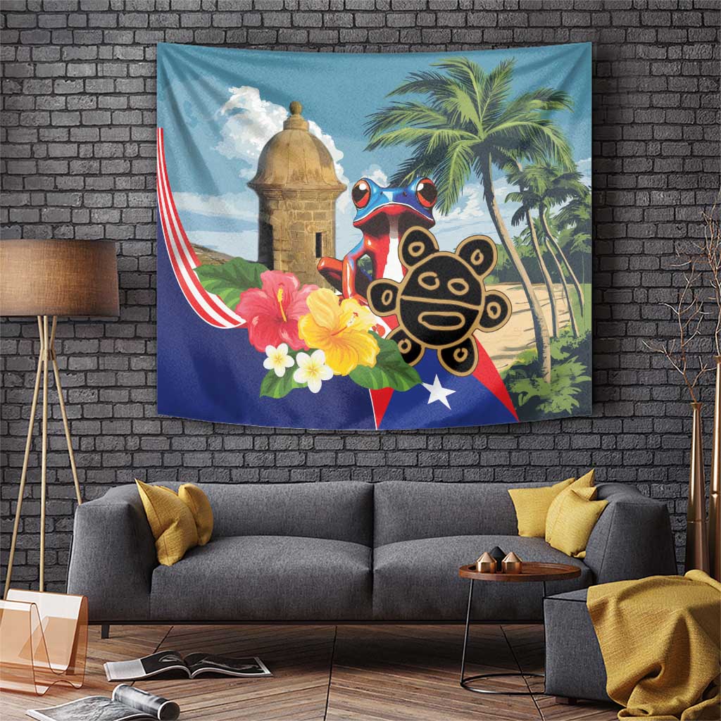 Personalized Boricua El Morro Tapestry Puerto Rico Sun Coqui - Wonder Print Shop