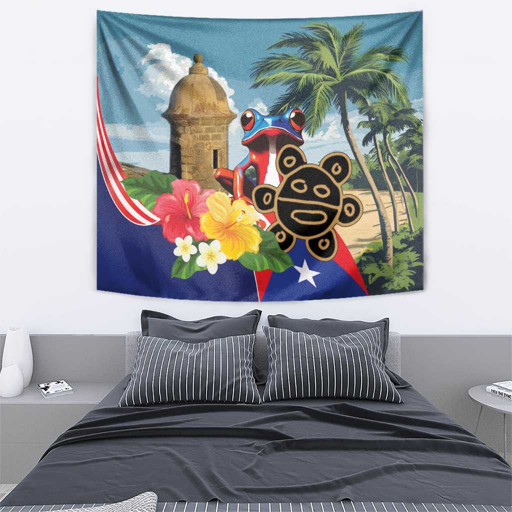 Personalized Boricua El Morro Tapestry Puerto Rico Sun Coqui - Wonder Print Shop