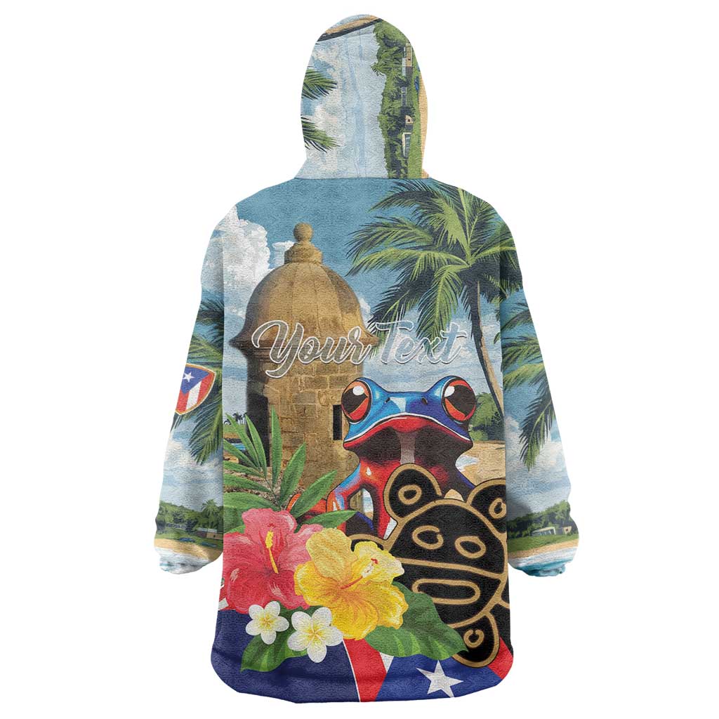 Personalized Boricua El Morro Wearable Blanket Hoodie Puerto Rico Sun Coqui - Wonder Print Shop